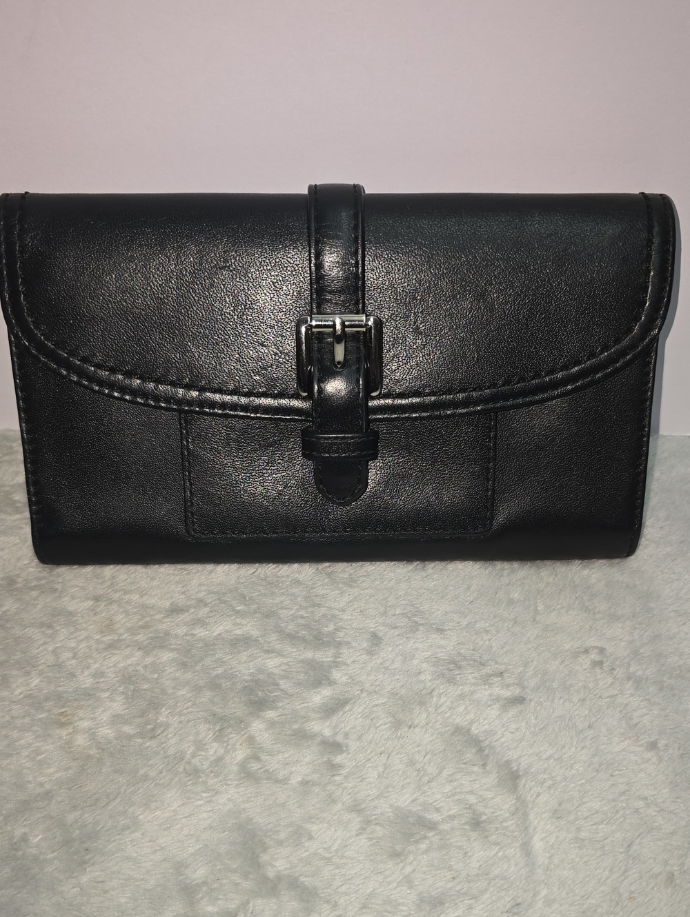 Coach Black Leather Buckle Wallet